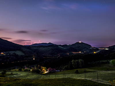 Abendstimmung mit Blick zur Brugruine Geroldseck