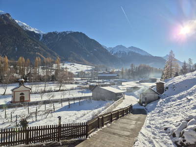 Aussicht vom Balkon im Winter 