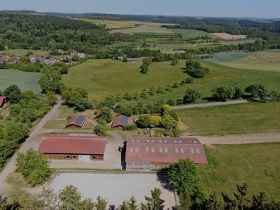 Blick vom Ferienhof  auf die sanften Hügel des Bauland