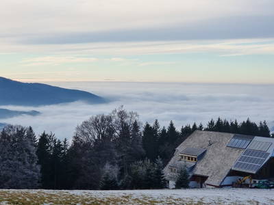 Blick vom Brendturm Simonswald mit Nebel bedeckt