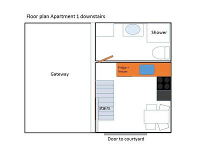 Grundriss Apartment 1 im Erdgeschoss