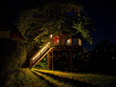 Bei Nacht (2)-Ferienhaus-Baumhaus-Wesertal-Auenlandschaft-Hohenrode-Foto: H.-J. Reumann