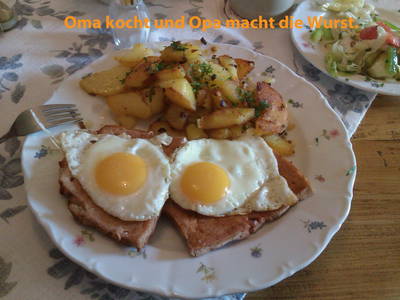 Oma koch und Opa macht die Wurst