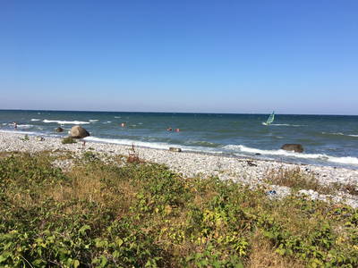 Tipp: Badeschuhe mitbringen. Sandige und steinige Abschnitte an unserem Naturstrand. Sehr schön ruhig und idyllisch.