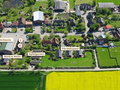 Ferienhausanlage Bauernhof Haltermann aus der Luft betrachtet