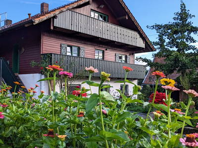 Blick zur Ferienwohnung Spatzennest