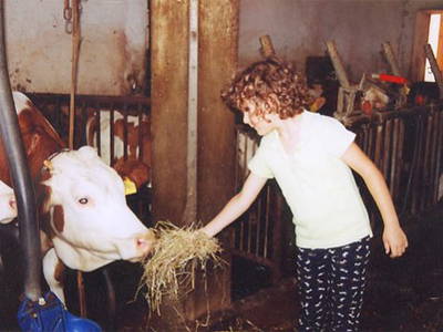 Mithilfe beim Füttern der Kühe