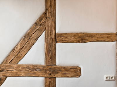 Lehmgefache in Fachwerkwand