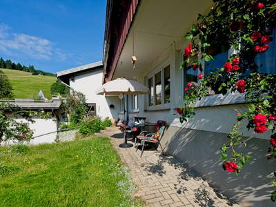 Gemütlicher Sitzplatz mit Aussicht direkt vor dem Haus