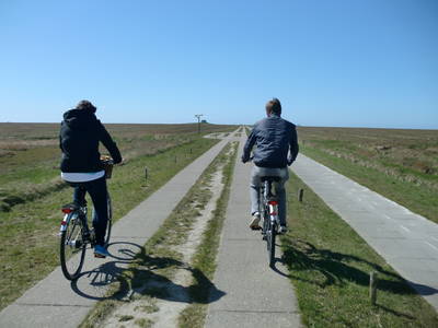 Radtour über Damm zur Hamburger Hallig