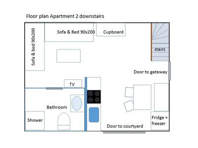 Grundriss Apartment 2 im Erdgeschoss