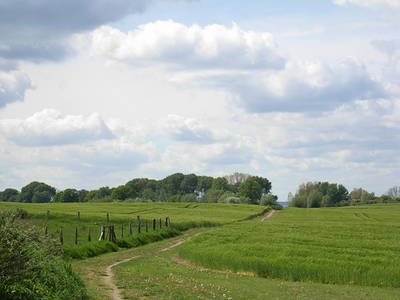 Sie sind umgeben von weiten Feldern und Wiesen